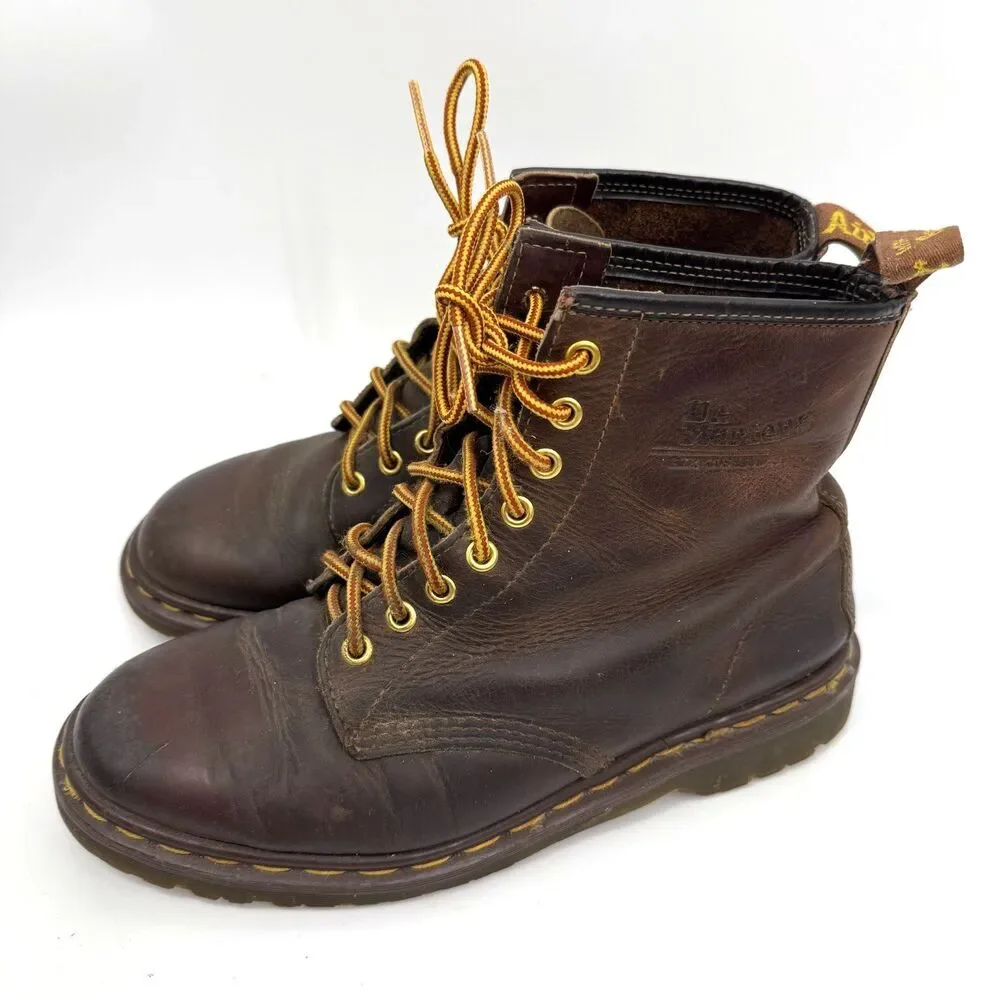 Dr. Martens 1460 Crazy Horse Brown Boots Made in England Vintage Mid Size 10.5?
